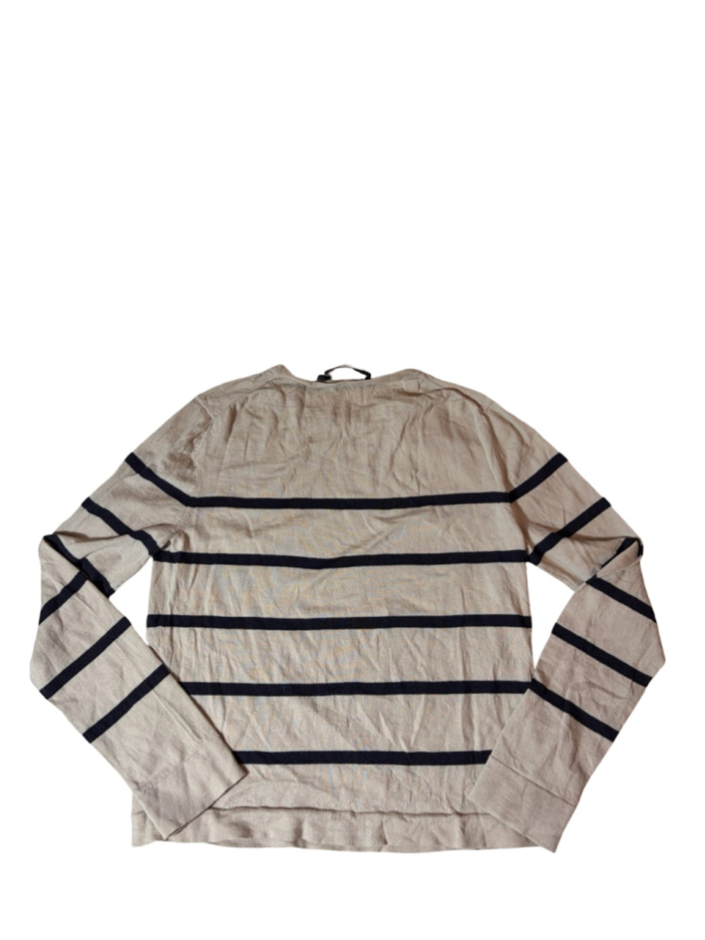 Jenni Kayne Mercer Striped Sailor Sweater Small Merino Wool Beige Navy